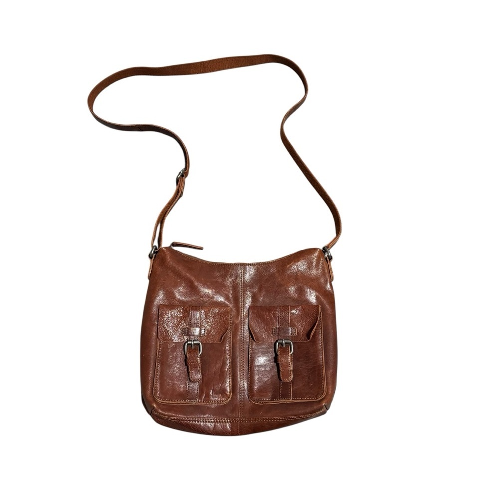 Spikes and Sparrow Messenger Bag Cognac Leather Satchel Crossbody Academia - Picture 2 of 7